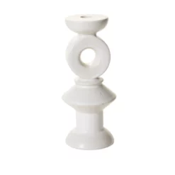 10.25”H X 4.25” WHITE CERAMIC FANTASIA CANDLEHOLDER