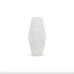 10.25”H X 5” WHITE CERMIC GEO VASE