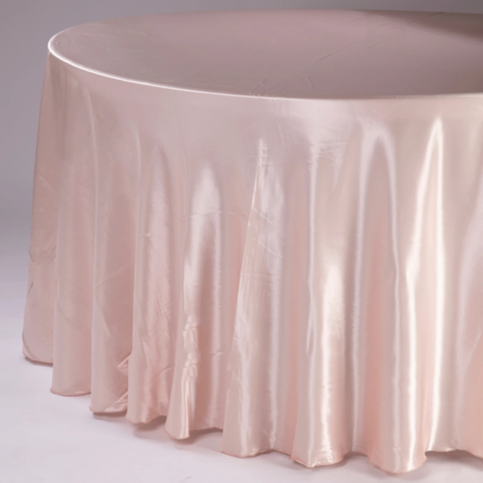 120” BLUSH ROUND SATIN TABLE CLOTH 1PC PER PACK 3 120” BLUSH ROUND SATIN TABLE CLOTH 1PC PER PACK