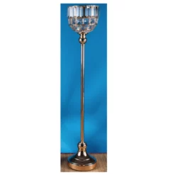 28" GOLD CRYSTAL BOWL CANDLE HOLDER STAND