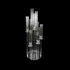 35”H X 12” 9 HEAD CRYSTAL CLUSTER CANDELABRA