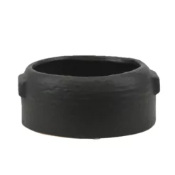 3.5”H X 8” BLACK ZINTO LOW AND WIDE CERAMIC PLANTER WITH SMALL HANDLE