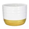 6.5”H X 6” WHITE RIGED CERAMIC WITH GOLD BOTTOM -Quality Wholesale Shop 65h x 6 white riged ceramic with gold bottom