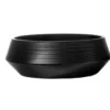 6.75”H X 20” LARGE MATTE BLACK CERAMIC LOW CYLINDRICAL SAUCER WITH BRUSH FINISH -Quality Wholesale Shop 675h x 20 large matte black ceramic low cylindrica