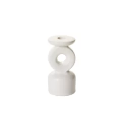 6”H X 3” X 2.5” WHITE CERAMIC FANTASIA CANDLEHOLDER