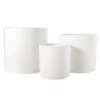 7.5”H X 8” LARGE WHITE CERAMIC CYLINDER RIBBED PATTERN DESIGN