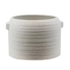 8.5”H X 12.5” WHITE ZINTO LOW AND WIDE CERAMIC PLANTER WITH SMALL HANDLE