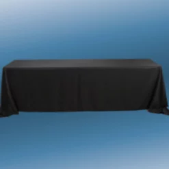 90” X 132” BLACK RECTANGLE POLYESTER TABLECLOTH