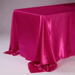 90” X 132” FUCHSIA RECTANGLE SATIN TABLE CLOTH