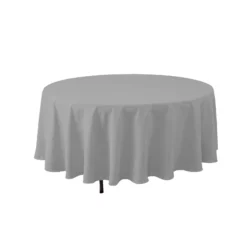 90''SILVER ROUND POLYESTER TABLECOVER