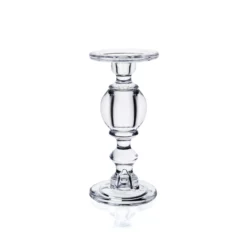 9.5”h X 4.5” GLASS PILLER AND TAPER CANDLE HOLDER