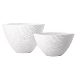 9.75”H X 8” X 14.5”L LARGE WHITE CERAMIC BURSTING DOTTED BOAT