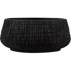 9”H X 19.5” BLACK ZEN FIBERGLASS/POLY-RESIN BOWL