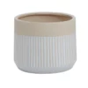11.5”H X 13.5” WHITE/TAN CERAMIC AVELINE POT