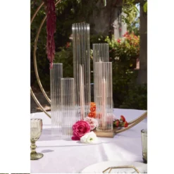 22”H X 3.5” CHIMNEY OPTIC GLASS SLEEVE (OPEN AT THE BOTTOM AND THE TOP) -Quality Wholesale Shop accent decor 22h x 35 chimney optic glass sleeve o 2