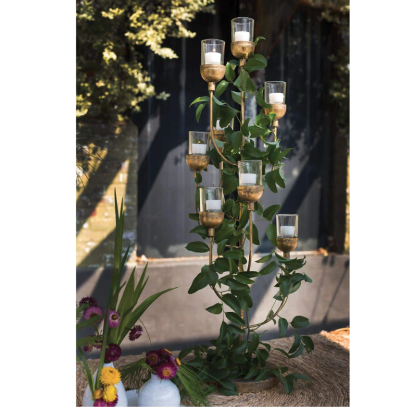 36.25”h X 12” ANTIQUE GOLD HILDA CANDLE HOLDER 4 36.25”h X 12” ANTIQUE GOLD HILDA CANDLE HOLDER - Image 2