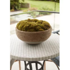 6.5”H X 14” CONCRETE REED BOWL WITH NATURAL ROPE -Quality Wholesale Shop accent decor 65h x 14 concrete reed bowl with natu 2