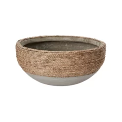 6.5”H X 14” CONCRETE REED BOWL WITH NATURAL ROPE