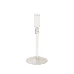 7.75”H X 3.5” CLEAR LUCASTA GLASS CANDLEHOLDER