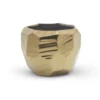 H-5.25" D-7"x6.75" Open-5.5" GOLD SHINY GEOMETRIC CERAMIC
