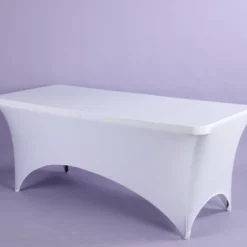 WHITE 8’ REC SPANDEX TABLE CLOTH