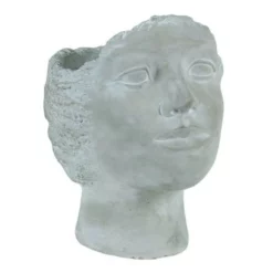 WHITEWASH CEMENT LADIES STONE HEAD 9.5"H X 9"X 7" (4.75" OPENING)