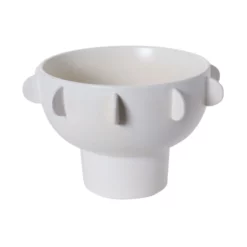 10.25”h X 17.25” WHITE CERAMIC RIVERIE COMPOTE BOWL