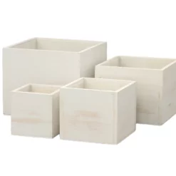 10”H X 12” X 12” EXTRA LARGE WHITE WASH WOOD SQUARE/CUBE