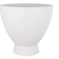 10”H X 9.5”D WHITE PLASTIC DAHLIA FOOTED URN