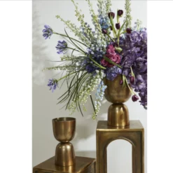 14.75”H X 7.75” GOLD METAL LUMOS FOOTED URN -Quality Wholesale Shop 1475h x 775 gold metal lumos footed urn 2