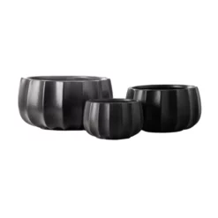 4.75”H X 7.75” SMALL BLACK Ceramic Round Bowl With Pressed Column Design Body -Quality Wholesale Shop 475h x 775 small black ceramic round bowl with pre 1