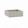 4"H X 8" X 8" MATTE WHITE CERAMIC LOW SQUARE POT VASE