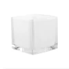 6" X 6" X 6" WHITE GLAASS CUBE VASE