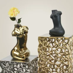 7.5”h X 4.75” GOLD CERAMIC MODEL SILHOUETTE BUD VASE -Quality Wholesale Shop 75h x 475 gold ceramic model silhouette bud vase 3