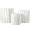 7.5”H X 8” LARGE WHITE CERAMIC CYLINDER VERTICAL RIBBED PATTERN -Quality Wholesale Shop 75h x 8 large white ceramic cylinder vertical ribb