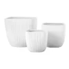 7.5”H X 8” X 8” LARGE WHITE Ceramic Square Pot Tapered BottomBRUSH Matte Finish White