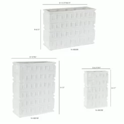 8.75”H X 11.75” X 4.75” WHITE EMBOSSED SQUARE CERAMIC VASE -Quality Wholesale Shop 875h x 1175 x 475 white embossed square ceramic va 1