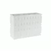 8.75”H X 11.75” X 4.75” WHITE EMBOSSED SQUARE CERAMIC VASE