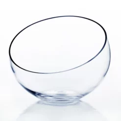 9.5" X 12"D CLEAR POD VASE, SLANTED OPENING