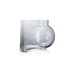 9.5”H X 11.5”L X 8”W GLASS RIBBED/FLUTED RECTANGLE WITH BUBBLE