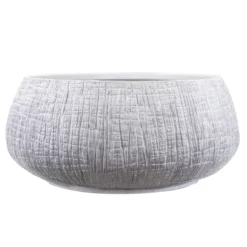 9”H X 19.5” X 15.75” WHITE POLY RESIN ZEN PLANTER