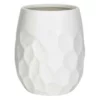 9”H X 7” WHITE CERAMIC HAMMERED VASE