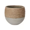 11.5”h X 12” CONCRETE REED POT WITH NATURAL ROPE