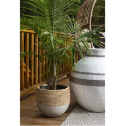 11.5”h X 12” CONCRETE REED POT WITH NATURAL ROPE -Quality Wholesale Shop accent decor 115h x 12 concrete reed pot with natu 3