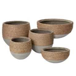 11.5”h X 12” CONCRETE REED POT WITH NATURAL ROPE -Quality Wholesale Shop accent decor 115h x 12 concrete reed pot with natu 4