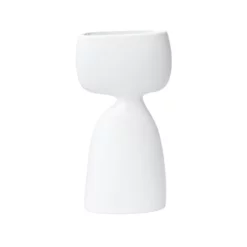 11.5”H X 6” X 2.25” WHITE CERMAMIC NADIR VASE