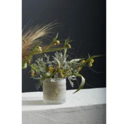 12.5”H X 4.25” WHITE FROSTED GLASS KYRENIA VASE -Quality Wholesale Shop accent decor 125h x 425 white frosted glass kyreni 2