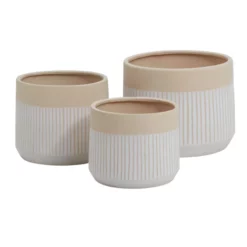 13.5”H X 15” WHITE/TAN CERAMIC AVELINE POT -Quality Wholesale Shop accent decor 135h x 15 white tan ceramic aveline p 3