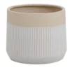 15.5”H X 19” WHITE/TAN CERAMIC AVELINE POT