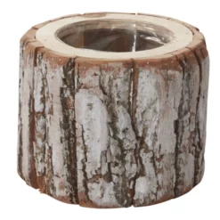 5.5"h X 6.5" WOOD PINEFROST POT